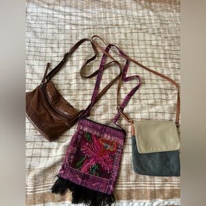 Trio of Stylish Bags in Brown, Pink, and Gray
